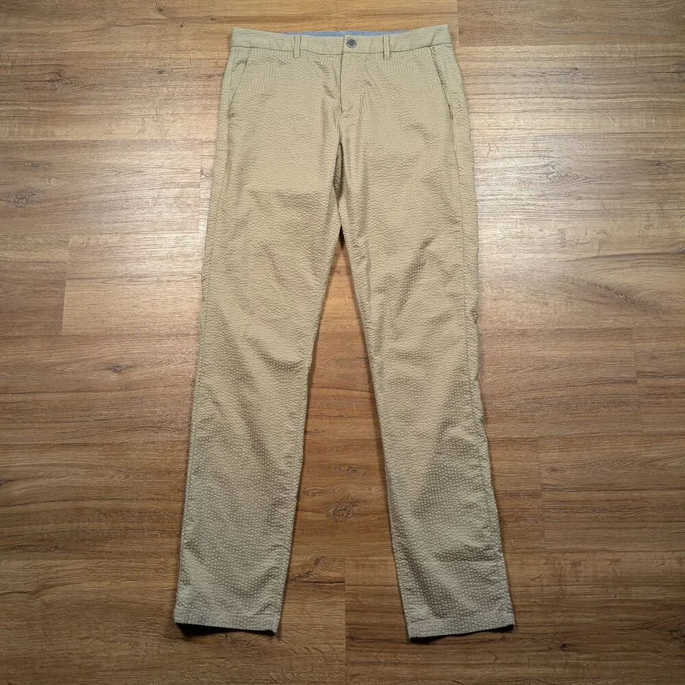 Bonobos Golf Seersucker Chino Pants Mens 32x34 Beige Slim Fit Lightweight